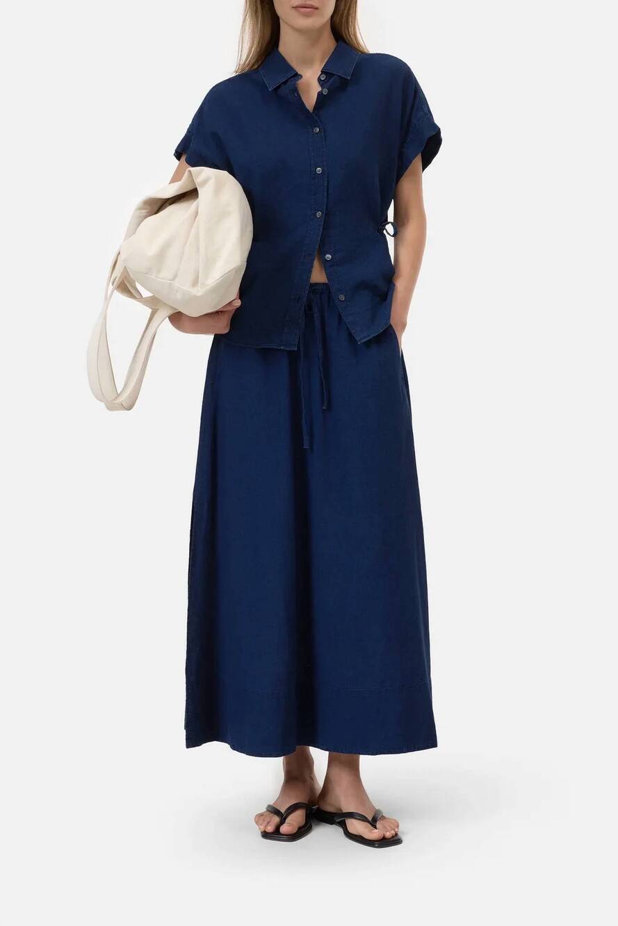 NEW CLOSED gathered denim skirt in dark blue